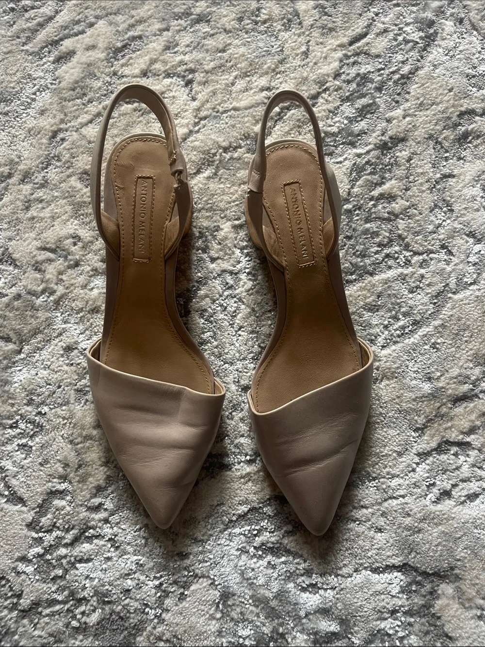 ANTONIO MELANI Nude Pointed Toe Slingback Flats